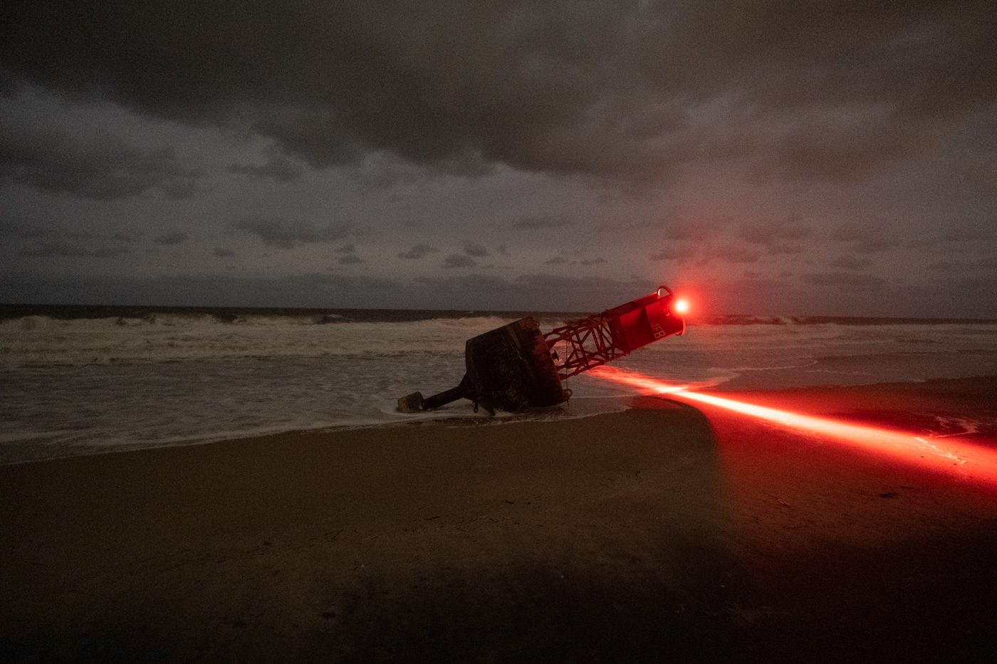 Buoy light at night